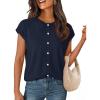 MEROKEETY Women’s Summer Lightweight Cardigan Tops 2026 Cap Sleeve Business Casual Blouse Button Down Trendy Shirt(Navy)
