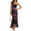 MEROKEETY Women’s Summer Strapless Floral Maxi Dress 2026 Bodycon Mesh Wedding Guest Cocktail Party Tube Dresses(Black)