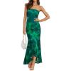 MEROKEETY Women’s Summer Strapless Floral Maxi Dress 2026 Bodycon Mesh Wedding Guest Cocktail Party Tube Dresses(Green)