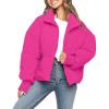 MEROKEETY Women’s Winter Puffer Jacket Long Sleeve Short Warm Quilted Baggy Coats 2025 Outerwear(Hot Pink)