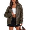 MEROKEETY Women’s Winter Spring Oversized Faux Leather Jacket 2026 Fall Zip Up Motorcycle Coats Fashion Outfits Clothes(Armygreen)
