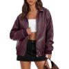 MEROKEETY Women’s Winter Spring Oversized Faux Leather Jacket 2026 Fall Zip Up Motorcycle Coats Fashion Outfits Clothes(Burgundy)