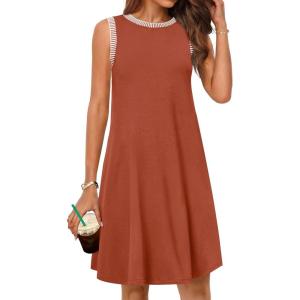 MEROKEETY Summer Spring Sun Dress for Women 2026 Beach Vacation Casual Sundress Sleeveless Tank Dresses Resort Cruise Wear(Caramel)