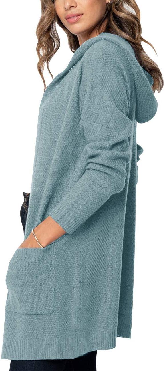 imageMEROKEETY Long Cardigans for Women 2026 Fall Winter Hooded Long Sleeve Open Front Sweaters with PocketsSage