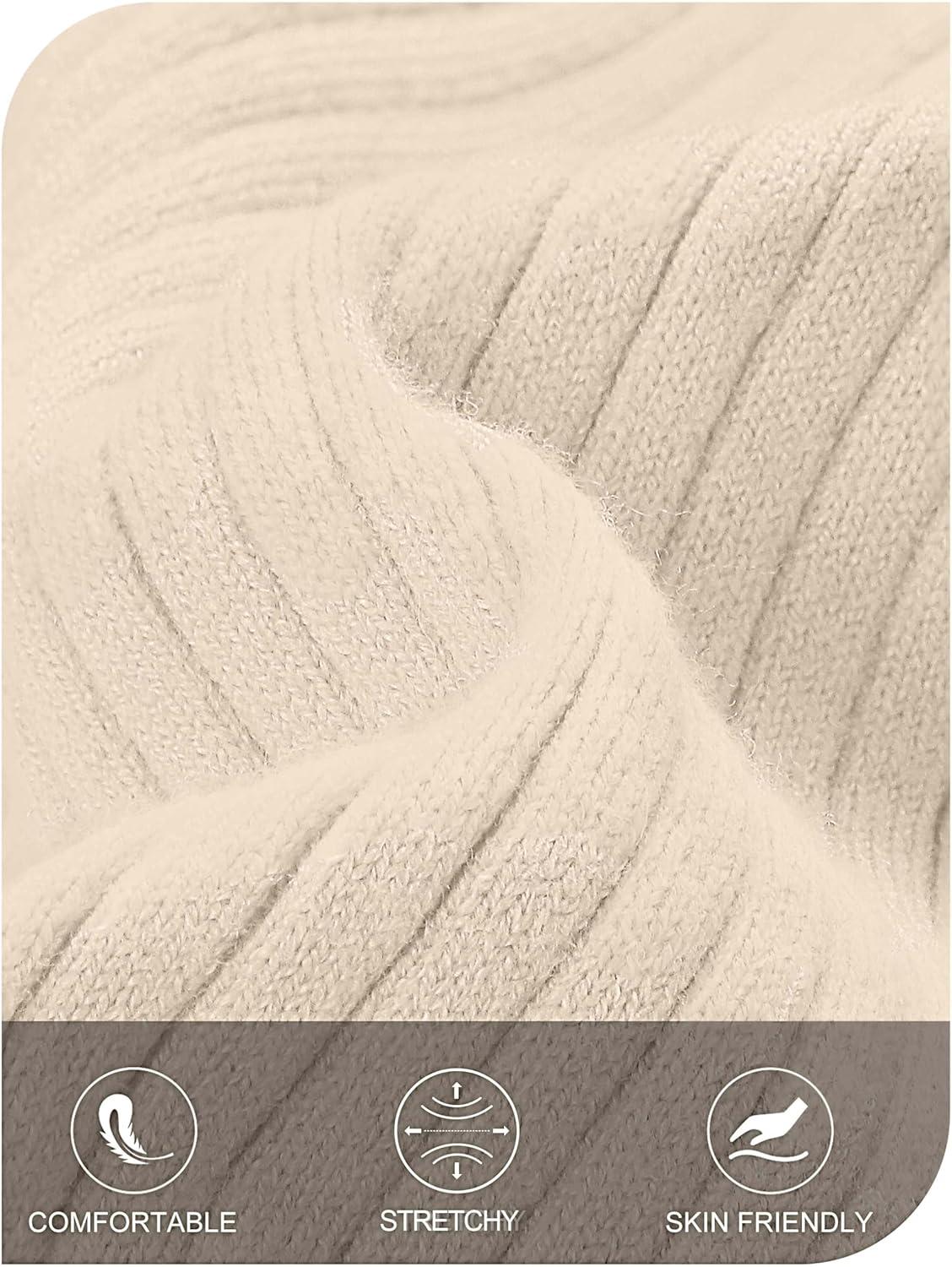 imageMEROKEETY Womens 2025 Long Sleeve Mini Sweater Dress Crewneck Ribbed Knit A Line Pleated Swing Short DressesApricot