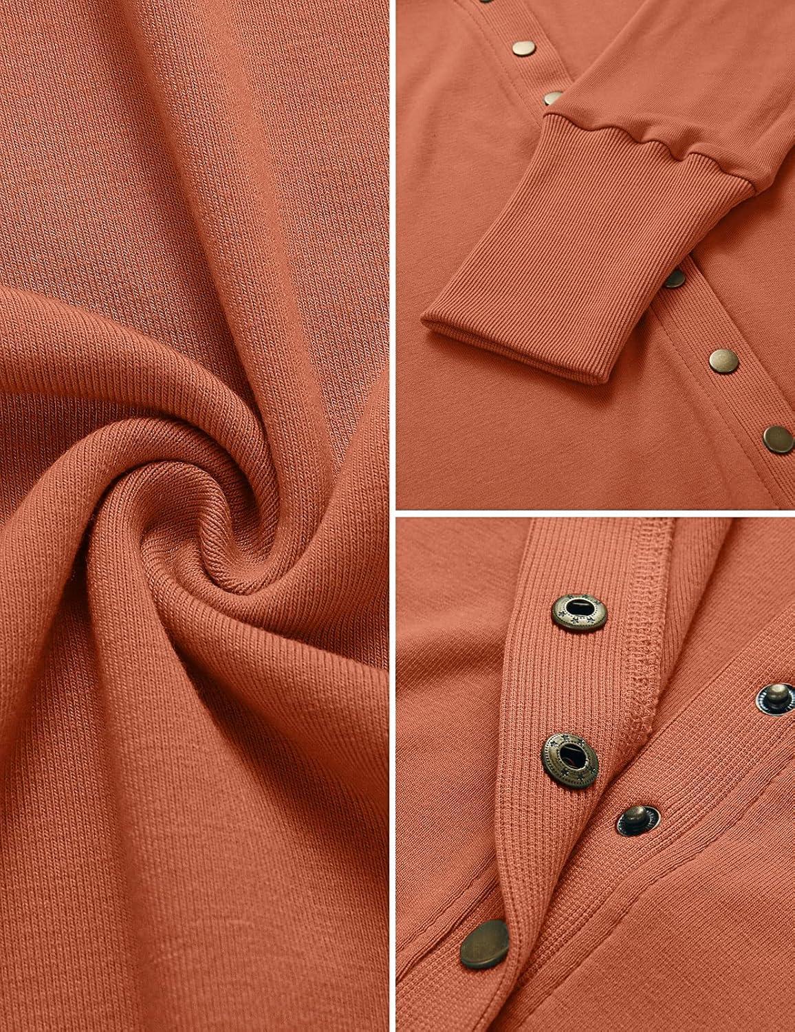 imageMEROKEETY Womens 2026 Spring Long Sleeve Cardigan Sweater Lightweight Snap Button Down Open Front Casual OutfitBrown
