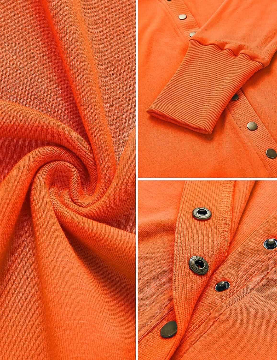 imageMEROKEETY Womens 2026 Spring Long Sleeve Cardigan Sweater Lightweight Snap Button Down Open Front Casual OutfitOrange