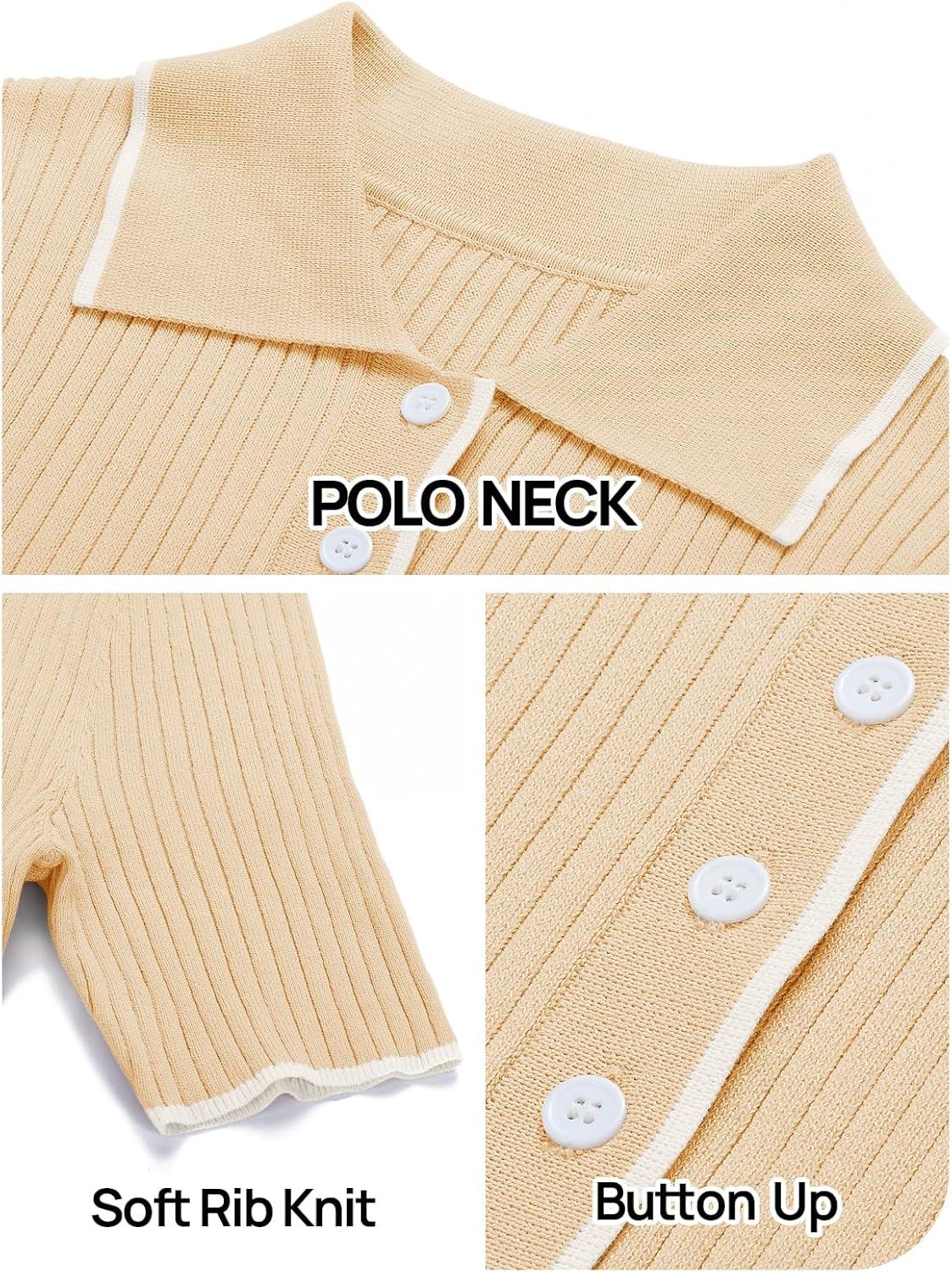 imageMEROKEETY Womens 2026 Spring Ribbed Maxi Dress Summer V Neck Button Short Sleeve Slim Fit Bodycon Knit Sweater DressesApricot