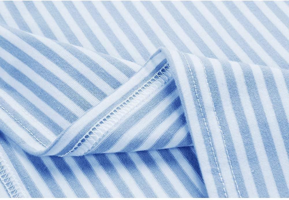 imageMEROKEETY Womens 2026 Summer Sleeveless Striped Casual Dress Crew Neck Tie Waist Mini T Shirt Dresses with PocketsBlue