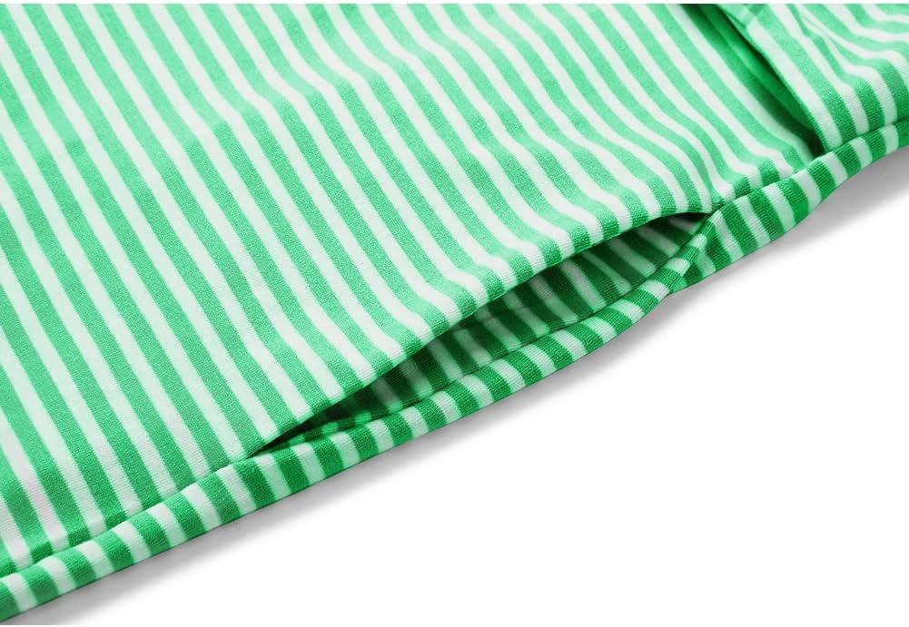 imageMEROKEETY Womens 2026 Summer Sleeveless Striped Casual Dress Crew Neck Tie Waist Mini T Shirt Dresses with PocketsGreen