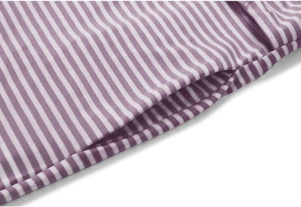 imageMEROKEETY Womens 2026 Summer Sleeveless Striped Casual Dress Crew Neck Tie Waist Mini T Shirt Dresses with PocketsPurple