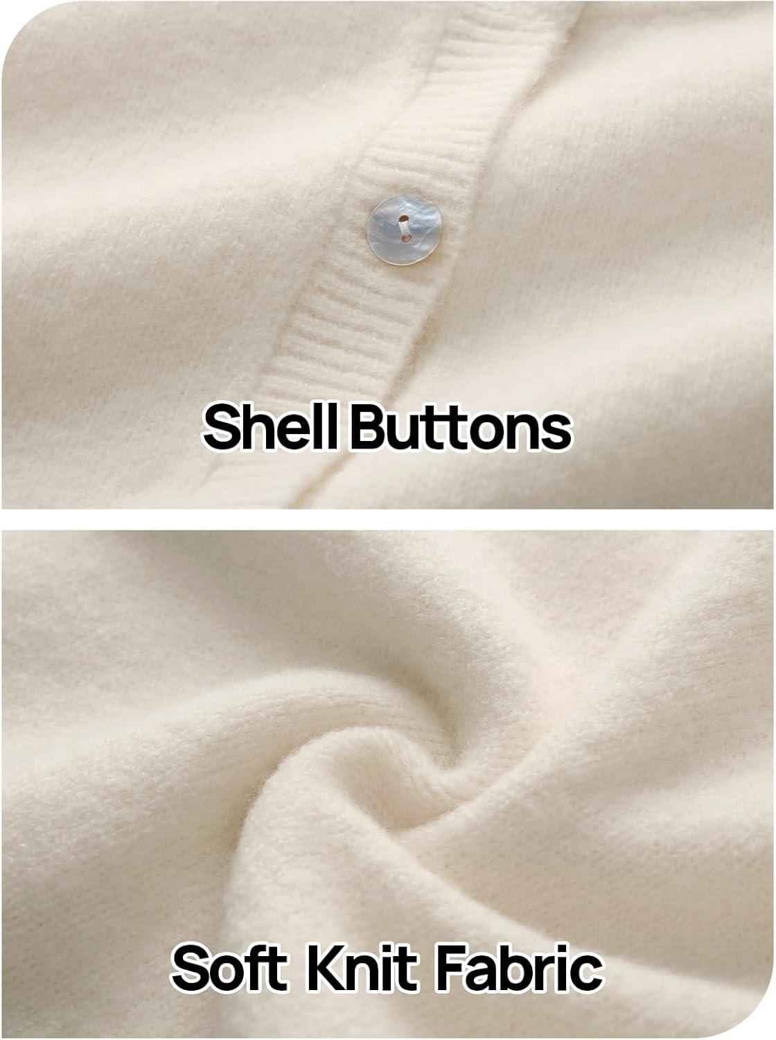 imageMEROKEETY Womens Long Sleeve Knit Cardigan Sweaters 2025 Fall Crewneck Button Open Front Jackets with PocketsBeige
