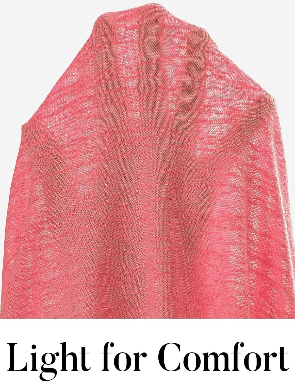 imageMEROKEETY Womens Open Front Lightweight Cardigan 2026 Summer Casual Long Sleeve Button Beach Cover Up TopsCoral Red