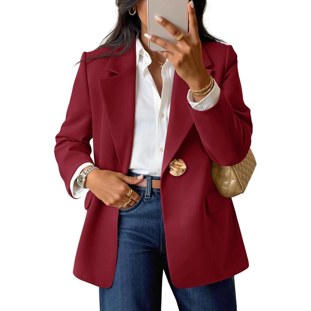imageMEROKEETY Womens Long Sleeve Blazer 2026 Fall Open Front Work Office Suit Jacket Business Casual OutfitsWinered