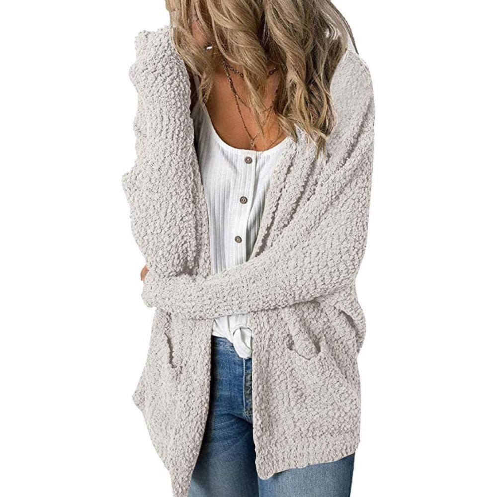 imageMEROKEETY Womens Long Sleeve Soft Chunky Knit Sweater Open Front Cardigans Outwear CoatBat Off White