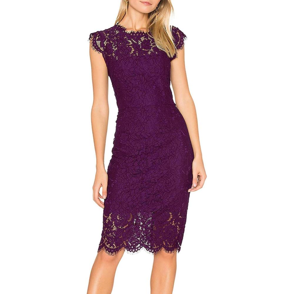 imageMEROKEETY Womens Sleeveless Lace Floral Elegant Cocktail Dress Crew Neck Knee Length for PartyPlum