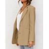 MEROKEETY Blazers for Women Business Casual 2025 Fall Oversized Long Sleeve Lapel Suit Jacket Work Office Blazer(Khaki)