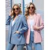 MEROKEETY Blazers for Women Business Casual 2025 Fall Oversized Long Sleeve Lapel Suit Jacket Work Office Blazer(Pink)