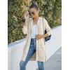 MEROKEETY Long Cardigans for Women 2026 Fall Winter Hooded Long Sleeve Open Front Sweaters with Pockets(Beige)
