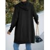 MEROKEETY Long Cardigans for Women 2026 Fall Winter Hooded Long Sleeve Open Front Sweaters with Pockets(Black)