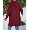 MEROKEETY Long Cardigans for Women 2026 Fall Winter Hooded Long Sleeve Open Front Sweaters with Pockets(Burgundy)