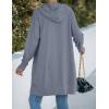 MEROKEETY Long Cardigans for Women 2026 Fall Winter Hooded Long Sleeve Open Front Sweaters with Pockets(Dusty Blue)