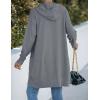 MEROKEETY Long Cardigans for Women 2026 Fall Winter Hooded Long Sleeve Open Front Sweaters with Pockets(Grey)