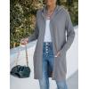 MEROKEETY Long Cardigans for Women 2026 Fall Winter Hooded Long Sleeve Open Front Sweaters with Pockets(Grey)