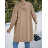 MEROKEETY Long Cardigans for Women 2026 Fall Winter Hooded Long Sleeve Open Front Sweaters with Pockets(Khaki)