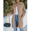 MEROKEETY Long Cardigans for Women 2026 Fall Winter Hooded Long Sleeve Open Front Sweaters with Pockets(Khaki)