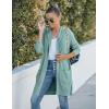 MEROKEETY Long Cardigans for Women 2026 Fall Winter Hooded Long Sleeve Open Front Sweaters with Pockets(Lake Green)