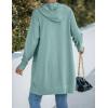 MEROKEETY Long Cardigans for Women 2026 Fall Winter Hooded Long Sleeve Open Front Sweaters with Pockets(Lake Green)