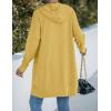 MEROKEETY Long Cardigans for Women 2026 Fall Winter Hooded Long Sleeve Open Front Sweaters with Pockets(Mustard)