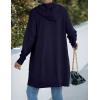 MEROKEETY Long Cardigans for Women 2026 Fall Winter Hooded Long Sleeve Open Front Sweaters with Pockets(Navy)