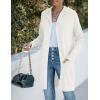 MEROKEETY Long Cardigans for Women 2026 Fall Winter Hooded Long Sleeve Open Front Sweaters with Pockets(Off-white)
