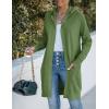 MEROKEETY Long Cardigans for Women 2026 Fall Winter Hooded Long Sleeve Open Front Sweaters with Pockets(Olive)