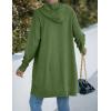 MEROKEETY Long Cardigans for Women 2026 Fall Winter Hooded Long Sleeve Open Front Sweaters with Pockets(Olive)