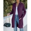 MEROKEETY Long Cardigans for Women 2026 Fall Winter Hooded Long Sleeve Open Front Sweaters with Pockets(Plum)