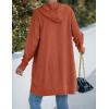MEROKEETY Long Cardigans for Women 2026 Fall Winter Hooded Long Sleeve Open Front Sweaters with Pockets(Rust)