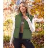 MEROKEETY Puffer Vest Women 2025 Fall Winter Sleeveless Jackets Lightweight Warm Stand Collar Quilted Zip Up Coat(Armygreen)