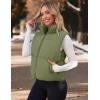 MEROKEETY Puffer Vest Women 2025 Fall Winter Sleeveless Jackets Lightweight Warm Stand Collar Quilted Zip Up Coat(Armygreen)