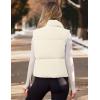 MEROKEETY Puffer Vest Women 2025 Fall Winter Sleeveless Jackets Lightweight Warm Stand Collar Quilted Zip Up Coat(Beige)