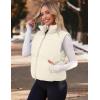 MEROKEETY Puffer Vest Women 2025 Fall Winter Sleeveless Jackets Lightweight Warm Stand Collar Quilted Zip Up Coat(Beige)