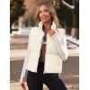 MEROKEETY Puffer Vest Women 2025 Fall Winter Sleeveless Jackets Lightweight Warm Stand Collar Quilted Zip Up Coat(Beige)