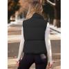 MEROKEETY Puffer Vest Women 2025 Fall Winter Sleeveless Jackets Lightweight Warm Stand Collar Quilted Zip Up Coat(Black)