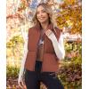 MEROKEETY Puffer Vest Women 2025 Fall Winter Sleeveless Jackets Lightweight Warm Stand Collar Quilted Zip Up Coat(Brown)