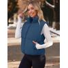 MEROKEETY Puffer Vest Women 2025 Fall Winter Sleeveless Jackets Lightweight Warm Stand Collar Quilted Zip Up Coat(Darkblue)
