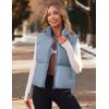 MEROKEETY Puffer Vest Women 2025 Fall Winter Sleeveless Jackets Lightweight Warm Stand Collar Quilted Zip Up Coat(Dustyblue)