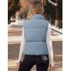 MEROKEETY Puffer Vest Women 2025 Fall Winter Sleeveless Jackets Lightweight Warm Stand Collar Quilted Zip Up Coat(Dustyblue)