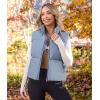 MEROKEETY Puffer Vest Women 2025 Fall Winter Sleeveless Jackets Lightweight Warm Stand Collar Quilted Zip Up Coat(Dustyblue)